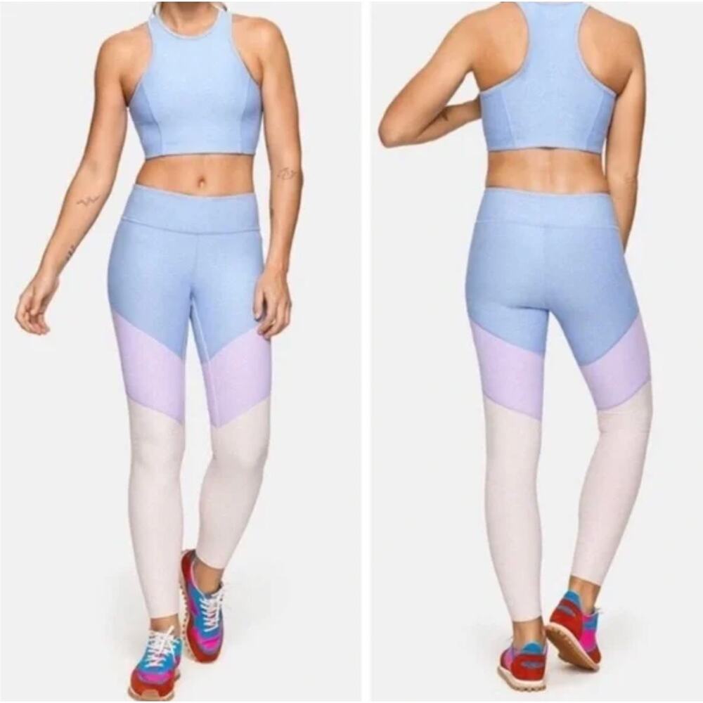 Outdoor Voices Leggings 7/8 Springs Tri-Color Block Leggings Size Small